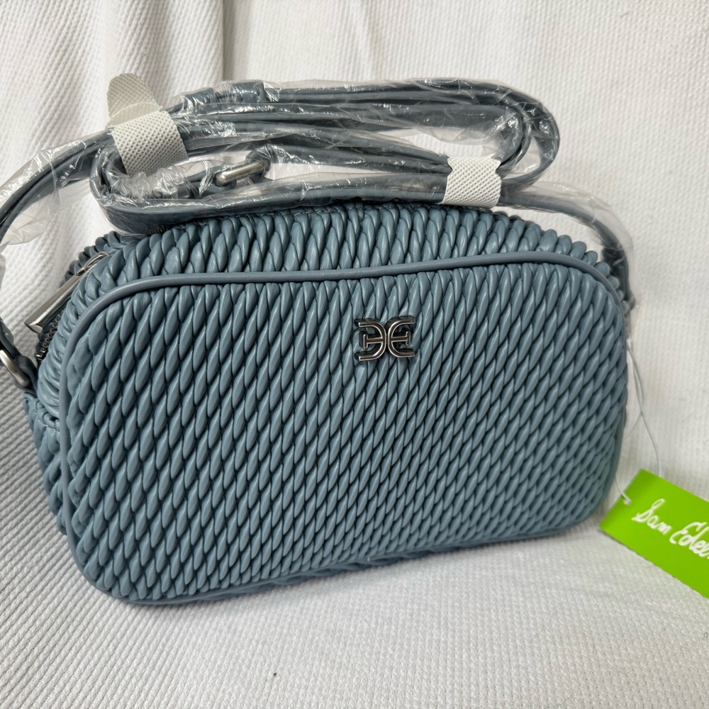 Sam Edelman Blue Crossbody Bag Rowan Textured Faux Leather.